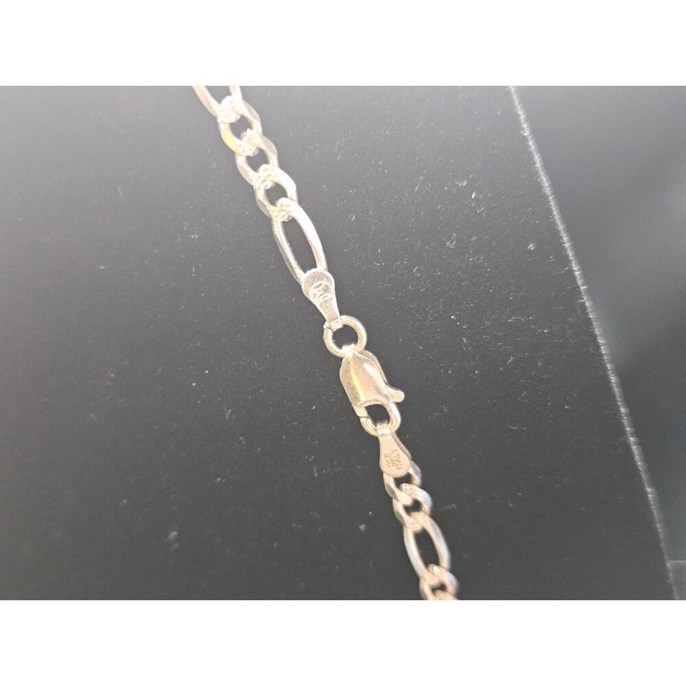 20in Sterling Silver 3.7mm Diamond Cut Figaro Necklace Chain - Picture 7 of 12